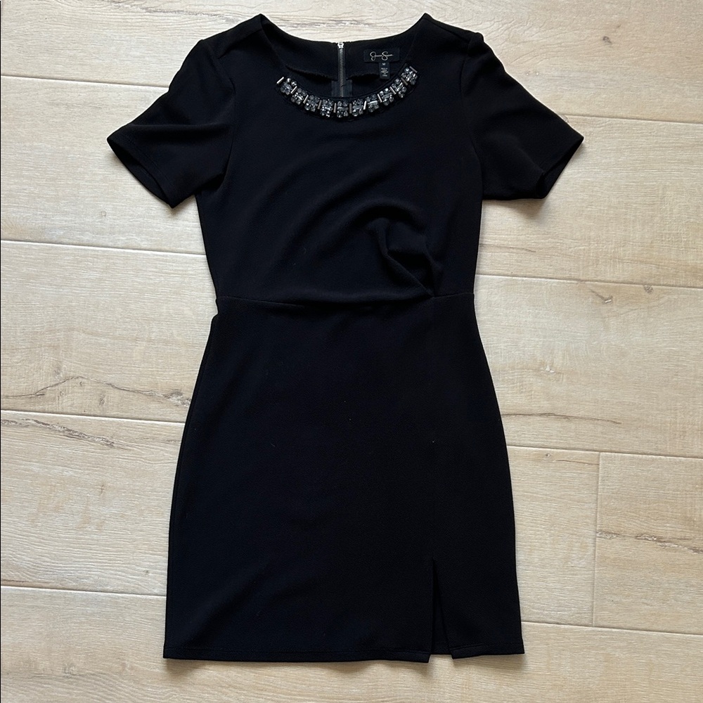Jessica Simpson Black Mini Dress with Beaded Neckline